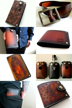 Brown Sunburst Men's Leather Accessories from San Filippo Leather. Wallets, belts, cases, and bags. Custom Wallets With Card Slots For Everyday Use, Custom Wallet With Card Slots For Everyday Carry, Custom Wallet With Card Slots For Everyday Use, Custom Rectangular Trifold Wallet With Coin Pocket, Mens Leather Accessories, Wallet Chains, Motorcycle Gear, Leather Wallets, Mens Leather