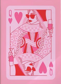 Pink Italian Aesthetic, Pink Vegas Aesthetic, Pink Aesthetic Posters For Bedroom, Queen Card Wallpaper, Queen Card Illustration, Pink Illustration Aesthetic, Retro Valentines Aesthetic, Queen Of Hearts Wallpaper, Queen Of Hearts Illustration