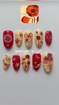 Nail Set Aesthetic, Nail Inspo Board, Mini Nails Ideas, Laufey Nails Ideas, Ceramic Nails Design, Artsy Nail Art, Fall Maximalist Nails, Nail Trends 2020 Summer, Country Theme Nails