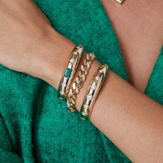 Emerald Set, Curb Chain Bracelet, Zoe Chicco, Heavy Chain, Green Emerald, Wide Bands, Curb Chain, White Diamonds, Bracelet Sizes