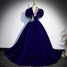 V-neck evening dress, elegant formal dress,blue party dressMaterial:velvetColor:as picture or custom colorNeckline:v-neckBack details:bandageStyle:elegantDress type:ball gown&ltp&gtFeatures:formal,sequin</p>&ltbr/>&ltp&gtCustomized service and Rush order are available.</p>&ltbr/>&ltp&gtThis dress could be custom made, there are no extra cost to do custom size and color.</p>&ltbr/>&ltp&gtPlease leave your phone number for ship Fitted V-neck Ball Gown For Evening, Elegant V-neck Velvet Wedding Dress, Royal Blue Ball Gown For Banquet, Fitted V-neck Ball Gown, Elegant V-neck Ball Gown For Evening, Velvet Evening Dress With Sweep Train For Wedding, Elegant Royal Blue Ball Gown For Party, Royal Blue V-neck Formal Gown, Velvet Evening Dress For Wedding And Prom Season