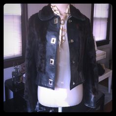 What A Unique Find! This Is An Amazing Cropped Jacket Crafted In A Rich, Dark Brown Fur (Don't Know The Type) And Black Leather. Gold Tone Hardware In The Shape Of 4 Turnlock Closures. Note That There Is Wear To The Leather At The Bottom Of The Sleeve Hems But This Does Not Detract From The Beauty Of This Jacket And Adds To Its Vintage Charm. No Size Tag Inside Other Than The Maker Tag But I Estimate This To Be A Xs/Small. Please Ask All Questions Prior To Purchasing. Pet And Smoke Free Home. Fur Leather Jacket, Brown Fur, Vintage Fur, The Maker, Cropped Jacket, Vintage Jacket, Crop Jacket, Size Tag, Vintage Black