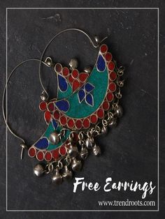 Featuring gorgeous lightweight ethnic german silver chandbali hoop earrings. Beautiful blue base with green and red enamel work gives a traditional touch to the earrings. Silver beads dangle to create a striking look. Perfect for ethnic & traditional wear. Select any ONE color from - Red, Green and Blue earrings. At checkout, the price will reflect $4.99 to cover charges for shipping. Don't forget to share this deal with your friends and family. Care: Please ensure that the jewelry is stored Traditional Multicolor Chandbali Hoop Earrings, Multicolor Traditional Hoop Earrings With Latkans, Traditional Multicolor Hoop Earrings With Latkans, Traditional Multicolor Hoop Earrings For Festivals, Traditional Red Hoop Earrings With Latkans, Traditional Red Chandbali Hoop Earrings, Traditional Red Hoop Earrings For Festivals, Traditional Multicolor Festive Hoop Earrings, Red Hoop Earrings With Latkans For Festivals