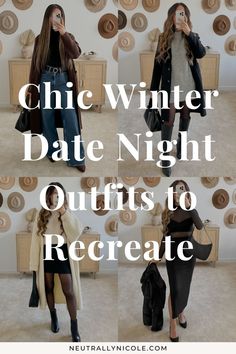 Need a winter date night outfit? I'm sharing chic winter date night outfits for women that you can easily copy this season! Explore sexy yet classy trendy cold weather fashion outfits that will keep you warm and looking stylish for a romantic night out! Check out these easy chic winter outfits you can easily copy for your next date night this winter! Winter Going Out Outfit Night, Casual Date Night Outfit Winter, Sweater Dress Boots