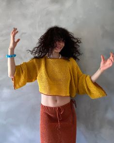 This Yellow Knitted Summer Top, Spring Festival Yellow Crochet Top, Fitted Yellow Cotton Crochet Top, Yellow Summer Crochet Crop Top, Yellow Bohemian Crochet Crop Top, Crochet Summer Tops, Pullover Sweater Women, Cotton Lights, Summer Top