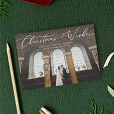 Christmas Wishes Newlywed Holiday Photo Card | Zazzle