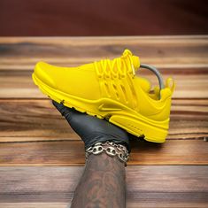 Custom Lemon Nike Prestos - Kiaun's Customs LLC Presto Shoes, Nike Presto, Yellow Nikes, Custom Nike Shoes, Custom Nike, Casual Cap, Custom Nikes, Creative Community, Custom Shoes