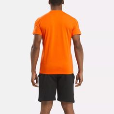 Sometimes minimal is the way to go. This men's Reebok tee keeps it simple with a subtle graphic at the chest that adds just the right amount of athletic style to any outfit. It's cut from a soft cotton jersey fabric that makes it an easy go-to. Our cotton products are entirely sourced through sustainable cotton farming. Casual Sports T-shirt With Go-dry Technology, Sporty Go-dry T-shirt With Crew Neck, Moisture-wicking Sportswear T-shirt, Go-dry Athletic Fit Crew Neck T-shirt, Athletic Fit Go-dry T-shirt With Crew Neck, Solid Color Athletic Fit T-shirt For Light Sports, Athletic Fit T-shirt For Sportswear, Basic Moisture-wicking T-shirt For Sports, Moisture-wicking Crew Neck T-shirt For Light Sports