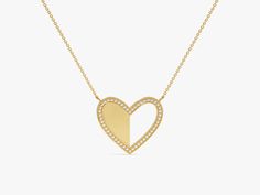 More than just jewelry, it's a symbol of affection. The Heart Necklace in 14k Solid Gold is a treasured piece that transcends trends. The minimalist design ensures the focus remains on the heartfelt symbol, making it perfect for everyday wear or special occasions. It's a perfect addition to your collection or a meaningful way to celebrate a love story. FEATURES• Made to Order• Gold Kt: 14k Solid Gold, 18k Solid Gold• Gold Color: Rose Gold, Yellow Gold, White Gold• Available Length Range: 14 Inch Modern 14k Gold Diamond Necklace For Everyday, Modern Yellow Gold Diamond Necklace For Everyday, Modern 14k White Gold Diamond Necklace, Modern Everyday Yellow Gold Diamond Necklace, Modern 14k Yellow Gold Diamond Necklace, Yellow Gold Minimalist Heart Necklace, Modern 14k Gold Diamond Necklace Gift, Minimalist Yellow Gold Diamond Necklace, Tarnish Resistant, Everyday Heart Cut Diamond Jewelry