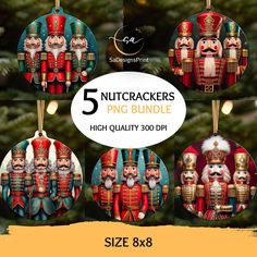 5 nutcrackers ornament bundle - high quality 300 dpii