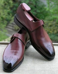 Luxury Burgundy Dress Shoes For Formal Occasions, Burgundy Slip-on Leather Shoes For Business, Burgundy Slip-on Dress Shoes For Business, Elegant Brown Wingtip Monk Strap Shoes, Elegant Burgundy Leather Shoes For Semi-formal Occasions, Semi-formal Burgundy Plain Toe Dress Shoes, Burgundy Plain Toe Dress Shoes For Semi-formal Occasions, Elegant Burgundy Oxfords For Formal Occasions, Elegant Burgundy Oxfords For Formal Wear