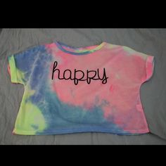 This Crop Top Is From Shein. Never Worn. Message Me Is You Have Questions. Playful Colorful Short Sleeve Top, Cute Tie Dye Crew Neck Top, Fun Tie Dye Tops With Letter Print, Cute Tie-dye Crew Neck Top, Fun Tie-dye Top With Letter Print, Cute Tie Dye Tops With Letter Print, Colorful Letter Print Top For Summer, Playful Short Sleeve Crop Top For Summer, Playful Tie Dye Cotton Tops