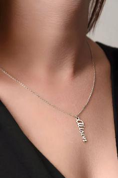 This stylish necklace features a cursive name design suspended on an 16”-18” adjustable cable chain, making it both personal and beautiful! Your necklace will be custom made upon ordering in the name or word of your choice, with up to 10 characters. It's a gift that they will surely want to keep close to their heart forever! Elegant Name Necklace With Initial Pendant And Adjustable Chain, Elegant Initial Pendant Name Necklace With Adjustable Chain, Personalized Initial Pendant Name Necklace In Stainless Steel, Rose Gold Initial Pendant Name Necklace With Adjustable Chain, Personalized Heart Pendant Name Necklace With Adjustable Chain, Script Necklace