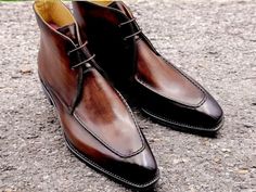 Elevate your shoe game with these bespoke leather handmade shoes. Made with genuine leather, these oxfords come in Brown , and are available in all US, UK, EU, and AU sizes. The comfortable insole and standard shoe width make them perfect for any occasion. Designed with a solid pattern and lace-up closure, these handmade shoes are a vintage addition to any wardrobe. The leather outsole adds durability and longevity to these unique boots. Customize them to your liking with personalization options available. Get ready to step out in style with these one-of-a-kind handmade leather shoes. Men's Leather Boots, Handmade Leather Boots, Unique Boots, Leather Chukka Boots, Mens Leather Boots, Boots Mens, Chukka Boot, Brown Coffee, Mens Shoes Boots