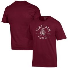 Elevate your Texas A&M Aggies game day look with this Champion Ol' Sarge Football T-Shirt. This gear is made with cotton, perfect for keeping you cool and comfortable on game day. The screen-printed team graphic at the front center chest leaves no doubt you'll be rooting for the Texas A&M Aggies on game day. Game Day Cotton T-shirt With Screen Print, Game Day Football Season Tops With Logo Print, Football Season Game Day Logo Print Tops, Game Day Football Season T-shirt With Logo, Cotton T-shirt With Team Name For Football Season, Cotton Tops For Football Season Sports Events, Football Season Cotton Tops With Team Logo, Cotton Tops With Team Logo For Football Season, Cotton Tops For Football Season Fan Gear