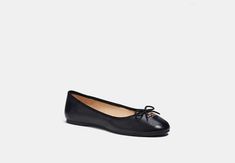 Leather upper Man-made leather lining and footbed Rubber outsole Slip on Style No. CC749 Sustainable Bag, Coach Outlet, Off Black, Womens Flats, Outlet, Leather Upper, Ballet, Slip On, Women Shoes