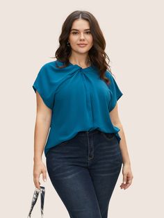 Twist Front Pleated Dolman Sleeve Blouse Witchy Business, Womens Trendy Tops, Twist Front, Sleeve Detail, Trendy Tops, Dolman Sleeve, Dress Clothes For Women, The Office, Plus Size Fashion