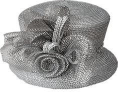 The Essence Collection Style: ST-2104 Sophisticated metallic ribbon-style cloche hat The Essence of a Beautiful Hat Relationship Fabulous Coordinating Hats at Truly Remarkable Prices! Silver Brimmed Party Hat, Elegant Silver Hat For Kentucky Derby, Silver Short Brim Hat For Church, Silver Short Brim Hat For Party, Silver Short Brim Hat For Evening, Elegant Silver Mini Hat For Summer, Silver Short Brim Evening Hat, Adjustable Silver Mini Hat With Wide Brim, Adjustable Wide Brim Silver Mini Hat