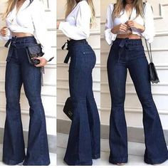 Vestiti In Jeans, Wide Leg Pants Jeans, Flare Denim Jeans, 90's Fashion, Boyfriend Jean, Stil Inspiration, Denim Collection, Bell Bottom Pants, High Waisted Jeans