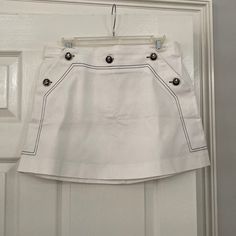 Nwt Sailor Mini Skirt With Themed Buttons. Summer White Skort For Workwear, White Skort For Summer Workwear, White Summer Workwear Skort, White Mini Skirt For Summer Workwear, Preppy Skort With Pockets For Spring, White Preppy Skort, White Skort For Spring Workwear, Preppy Summer Workwear Skort, White Lined Skort For Day Out