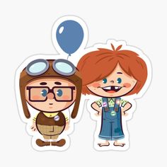 two children with glasses and overalls are standing next to each other, one is holding a balloon