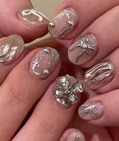 Chrome Coquette Nails, Korean Chrome Nails, Prom Nail Inspiration, Hello Nails, Minimal Nails, Casual Nails, Cute Gel Nails