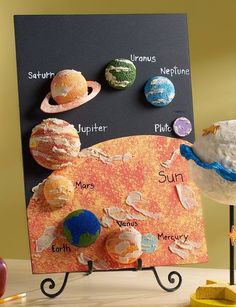 this is an image of a solar system made out of clay and paper machs