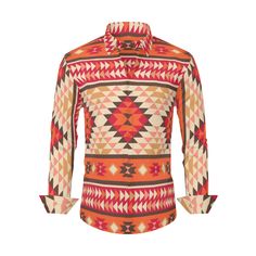 Introducing our Western Aztec Shirt – a bold and stylish addition to your wardrobe inspired by Native American and Bohemian influences. This Long Sleeve Western Shirt features a beautiful geometric Aztec pattern print in earthy tones of orange, brown, beige, and yellow, capturing the spirit of the Southwest. Crafted from 100% polyester, this Aztec Graphic Shirt ensures both comfort and durability.With its unique Aztec patterns and Boho charm, this Western Shirt is a distinctive choice for those Native American Shirts, Native American Dress, Aztec Shirt, Bohemian Shirt, Western Aztec, Modern Boutique, Boho Shirts, Aztec Pattern, Western Shirt