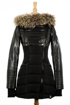 Luxury Leather Jacket With Zipper Closure, Luxury Leather Outerwear, Luxury Leather Outerwear With Zipper Closure, Modern Fitted Leather Jacket With Padded Collar, Modern Fitted Outerwear With Zipper Closure, Designer Fitted Winter Outerwear, Black Fitted Luxury Leather Jacket, Luxury Fitted Black Leather Jacket, Luxury Black Fitted Leather Jacket