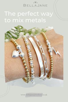 Mix and match the metals with your stacking bracelets to create the perfect stack Stacking Bangles, Closet Clothing, Mixed Metal Bracelets, Belfast City, Chanel Necklace, Stacked Bangles, Jewellery Ideas