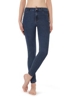 Push-up and soft touch jeans - Calzedonia Tight High Waist Elastane Jeans, Tight Straight Leg Elastane Jeans, High Rise Tight Elastane Jeans, High Waist Dark Wash Elastane Jeans, Dark Wash High Waist Elastane Jeans, Tight Elastane Jeans, Trendy Stretch Jeggings With Five Pockets, Trendy Elastane Jeans, Trendy Straight Leg Elastane Jeggings