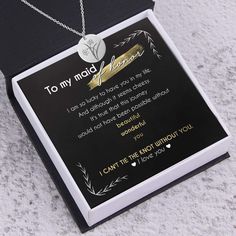 Round Necklace - Wedding - To My Bridesmaid - I Can't Tie The Knot Without You - Gnev36001 Best Wedding Gifts, Great Wedding Gifts, Lucky To Have You, Round Necklace, Tie The Knot, Tie The Knots, Without You, Love Messages, Keepsake Gift