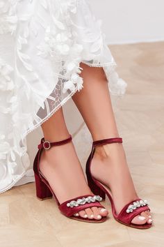 Red Velvet Wedding Shoes With Crystals and Pearls Red Bridal - Etsy Glamorous Red Sandals For Wedding, Red Low Heel Block Heels For Party, Elegant Red Wedding Shoes With 4-inch Heel, Red Low Heel Wedding Shoes, Glamorous Red Sandals For Gala, Elegant Red Low Heel Wedding Shoes, Red Block Heel Wedding Shoes, Red Wedding Shoes With 4-inch Heel, Red Glamorous Wedding Shoes