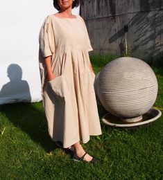 Pleated Linen Dress, Linen Shirt Dress, Plus Size Maxi Dress Beige Long Linen Dress Perfect Dress for party , lunch, casual event. The dress is comfortable and gentle. Maxi Tunic Top Dress Party Dress This model is wearing size L / 165 cm Different sizes available , S,M,L,XL, XXL,3XL,4XL I hope you will enjoy taking a look at my other work. The list will be growing in the coming days, so stay tuned : S US S 4-6, UK 10-12, It 40-42. Fr 36-38 M US S 8-10, UK 14-16, It 44-46, Fr 40-42 L US S 12-14, Oversized Beige Tunic Dress, Linen Tunic-style Maxi Dress For Vacation, Pleated Linen Daywear Dress, Oversized Bohemian Long Linen Dress, Oversized Solid Color Linen Dress, Oversized Beige Lagenlook Dress, Oversized Linen Maxi Dress With V-neck, Black Overalls, Long Linen Dress