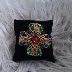 This Beautiful Vintage Maltese Cross Pin/Broach Is Adorned With Ruby, Sapphire, Amethyst And Emerald Crystals. Excellent Vintage Condition. Signed 9242 On The Back For A Limited Time With Purchase Of This Beautiful Pin, You Will Receive Two Additional Pieces Of Jewelry As Our Special Gift! Luxury Multicolor Gemstone Brooches, Formal Multicolor Gemstone Brooches, Elegant Multicolor Gemstone Brooches, Luxury Multicolor Brooches For Gifts, Luxury Multicolor Brooches As Gift, Multicolor Brooch Jewelry For Evening, Multicolor Brooch For Evening Wear, Elegant Multicolor Brooches For Formal Occasions, Elegant Multicolor Brooches For Evening