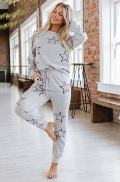 Take comfort to the stars with this loungewear set! Featuring a star-print design, this set is perfect for relaxing at home. Sizes S to XL give you a great fit! Experience all-day comfort and standout style. Ready for takeoff? Material: 95% POLYESTER + 5% ELASTANE Sizes Bust Hip Shoulder Sleeve_Length Length Inseam Bottoms Hem_Width Trousers_Waist Outseam Relax Relax Relax Relax Relax Relax Relax Relax Relax Relax S 41.7 38.6 20.9 20.5 27.0 27.5 23.8 40.9 26.0 39.0 M 44.1 40.9 22.0 20.7 27.8 27. Relaxing At Home, Photography Lenses, Cozy Loungewear, Loungewear Set, Fashion Story, Women Set, Star Print, Shoulder Sleeve, Favorite Outfit