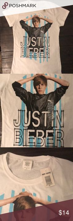 Justin Bieber T-Shirt from Hot Topic NWT Justin Bieber t-shirt in white looks like it runs small even though it’s a size XL 100% cotton Hot Topic Tops Tees - Short Sleeve Graphic Tee With Slogan For Fan Merchandise, Fan Merchandise Slogan Graphic Tee, Fan Merchandise Graphic Tee With Crew Neck, Fan Merchandise Slogan Crew Neck Top, Crew Neck Slogan Top For Fan Merchandise, Spring Fan Merchandise Crew Neck Tops, Trendy Tops With Logo Print For Fans, Hot Topic, Justin Bieber