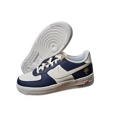 Step Up Your Sneaker Game With These Unisex Grade-School Nike Air Force 1 Lv8 (Gs) Shoes. Designed With A Low Top Shoe Shaft Style And Lace-Up Closure, These Sneakers Provide A Comfortable Fit For Any Walking, Skateboarding, Or Basketball Activity. The Navy And White Color Scheme, Along With The Royal, University, And College Themes, Make These Shoes Perfect For Any Young Sneakerhead Looking To Elevate Their Style. Crafted With Synthetic Upper Material And Cork Insole Material, These Sneakers Ar Nike Air Jordan Mid, Toddler Nike Shoes, Air Max 90 Leather, Jordan Mid, Nike Flight, Nike High Tops, Nike High, Nike Shoes Jordans, Nike Tennis Shoes