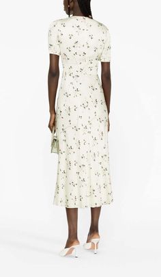 This floral-print midi dress is the perfect mix of softness and style! With a light grayish hue, lace trim, and delicate floral pattern, it's perfect for any occasion. Gentle Dry Clean Only Colour may vary due to lighting on images. The product images (without model) are closest to the true colour of the product.Item runs true to size chart and is cut to suit our size chart. Please refer to our size chart for the best fit. Do not size up or down. Elegant White Midi Dress With Ditsy Floral Print, Floral Dress Shoes, Plus Jumpsuit, Boho Swimwear, Midi Pencil Dress, Garden Party Dress, Bodysuit Dress, Floral Print Design, Floral Print Midi Dress