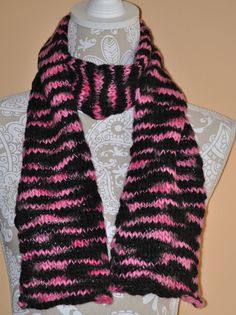 Hand Knit Pink and Black Scarf, Teenager Winter Gear, Hand Knit Skinny Neckwarmer, Clothing Accessory, Warm Winter Accessory Leaf Scarf, Art Concepts, Style Bubble, Winter Gear, Black Scarf, Long Scarf, Hand Dyed Yarn, Winter Accessories, Protective Styles