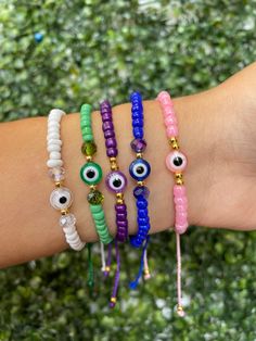 Handmade bracelet. Adjuastable  A simple bracelet for everyone. Evil Eye Bead Bracelet, Adjustable Beaded Evil Eye Bracelet Gift, Eye Bracelet, Cheap Handmade Evil Eye Bracelet, Handmade Elegant Evil Eye Bracelet, Diy Charm Bracelet Ideas, Adjustable Evil Eye Beaded Bracelet, Evil Eye Bracelet Ideas, Evil Eye Beaded Bracelet