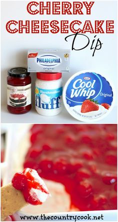 cherry cheesecake dip recipe with ingredients to make it in the freezer or on the stove