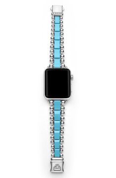 Turn your Apple Watch into a luxe jewelry piece with this gorgeous bracelet featuring glossy ceramic links framed in signature Caviar beads. Style Name:Lagos Apple Watch Smart Blue Caviar Ceramic & Stainless Steel Strap. Style Number: 6197830. Apple Watch Blue, Watch Smart, Beads Style, Luxe Jewelry, Diamond Guide, Black Caviar, Gorgeous Bracelet, Blue Ceramics, Stainless Steel Band