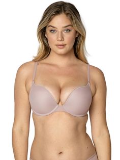 PRICES MAY VARY. 88% Nylon, 12% Spandex Imported Hook and Eye closure Hand Wash Only Bombshell bra adds 2 cup sizes instantly! Super-soft, molded double bump, push-up padding lifts you upward and inward adding the cleavage and fullness you crave. Perfect for tight or low-cut tops. This padded bra is complete with underwire support for an added, upward lift. Tighten the front adjustable straps to make the most out of your new-found cleavage. The best push-up bra, the plunge neckline highlights yo Bra Modeling, Tight Bra, Lace Wings, La Senza Bras, Best Bra, Low Cut Top, Bra Models, Cute Bras, Beautiful Bra