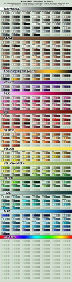 an image of a color chart with different colors and numbers on it's side