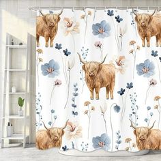 POLYESTER FABRIC: waterproof shower curtain bathroom set and quick dry, non-fade. Easy to wash, machine washable. PRINT TECHNOLOGY: 3D digital printing shower curtains for bathroom.Bring the western decor to your bathroom every day with our cowboy shower curtain. EASY INSTALLATION: Paired with 12PC shower curtain hooks and rings for quick and easy to install. ONLY For YOU: Customize 3d western cowboy shower curtains for bathroom with retro farmhouse shower curtains.Keeps water inside, your own s Minimalist White Bathroom, Bathroom Modern Minimalist, Funny Highland Cow, Vintage Shower Curtain, Minimalist Showers, Farmhouse Shower Curtain, White Bathroom Accessories, Bathroom Shower Curtain Sets, Retro Farmhouse