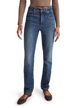 The cut: with their waist-accentuating high rise, Magic Pockets™ in front and tapered legs, these are 'mom jeans' if your mom was a '90s supermodel. The fabric: Madewell's best-selling Heritage Stretch denim has an old-school look and a touch of give for a perfectly broken-in feel 99% cotton, 1% elastane Machine wash, tumble dry Imported Fall Straight Mom Jeans, Straight Mom Fit Jeans For Fall, Fall Mom Fit Straight Jeans, Straight Mom Jeans For Fall, High Waist Straight Leg Jeans, School Looks, Vintage Canvas, Your Mom, Premium Denim