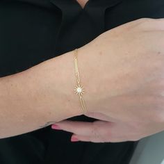 -The sun shaped design women jewelry bracelet is made with high quality 14K solid gold. Also we have listed a necklace and earrings with the same model. So you can combined them. Also, You can order as yellow gold, rose gold or white gold. - High polish finish ,set with flawless and cubic zirconia stones. - This tiny, dainty, delicate, charm and trendy women jewelry bracelet has been artfully designed for timeless yet modern millennial fashion. - You receive the bracelet in a beautiful and free 14k Yellow Gold Diamond Bracelet Gift, Gift 14k White Gold Diamond Bracelet, Gift White Gold 14k Diamond Bracelet, 14k White Gold Diamond Bracelet Gift, White Gold 14k Diamond Bracelet Gift, Dainty 14k Gold Diamond Bracelet Gift, Dainty Gold Plated Diamond Bracelet As A Gift, Gold Plated Yellow Gold Diamond Bracelet As A Gift, Dainty Gold Plated Diamond Bracelet For Gift