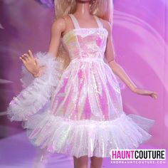 The girls are styling now at Haunt Couture! This look is out of this world. This Crystal party dress is made from a vintage style fabric with tulle accents. A matching boa is included to complete this look. outfits are MADE TO ORDER and ship 3 weeks from purchase.  Dress and boa only. Accessories and dolls not included. NO DOLL OR SHOES. ONLY ITEMS STATED. PLEASE READ. Purchase Dress, Dress High Fashion, Haunt Couture, Crystal Party, High Fashion Dresses, Vintage Mode, Doll Dresses, Dress Clothes, Mode Vintage