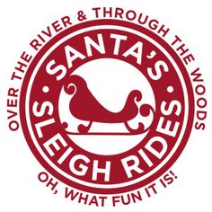 the logo for santa's fresh rides is shown in red on a white background